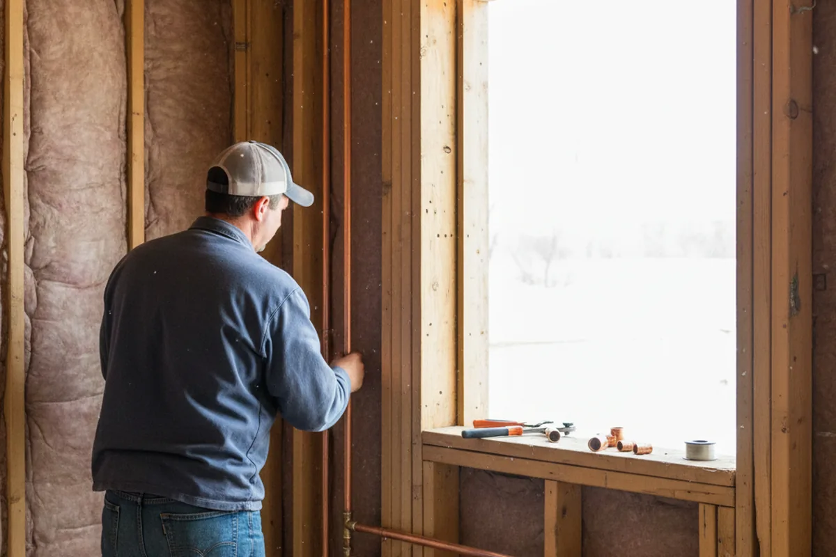 Licensed plumber running new copper supply lines in a Skaneateles Falls home