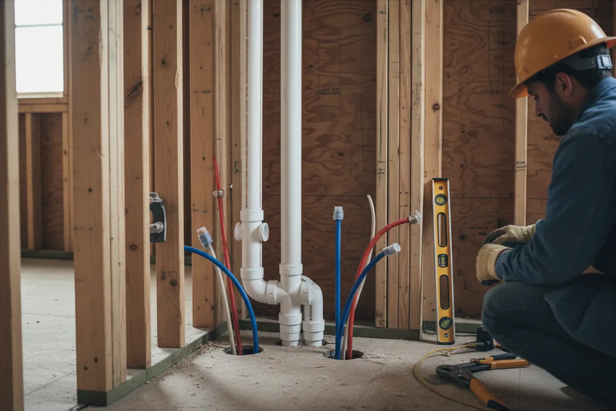 Drain and supply rough-in during Drain Cleaning in Skaneateles Falls