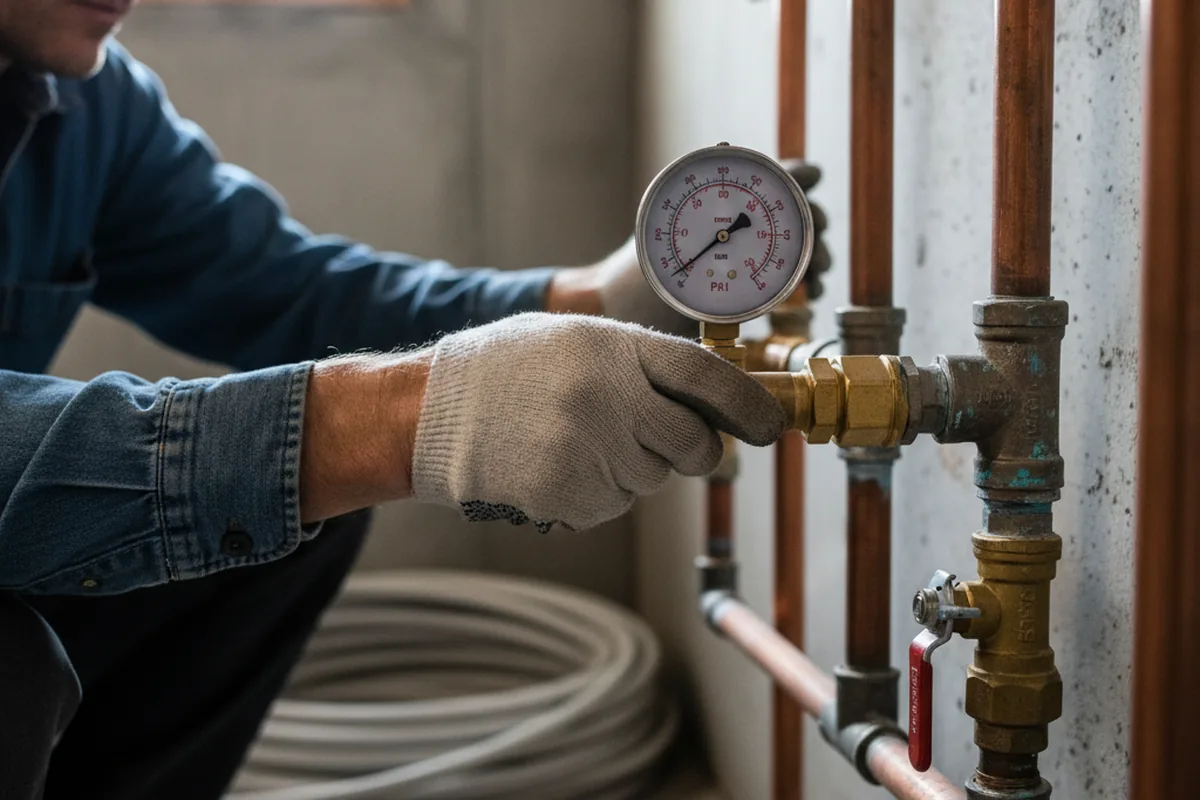 Pressure testing a repaired line during Water Line Repair in Skaneateles Falls